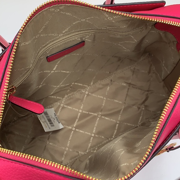 Michael Kors Mercer Medium Color-Block Belted Satchel Crossbody Electric Pink - Picture 11 of 16